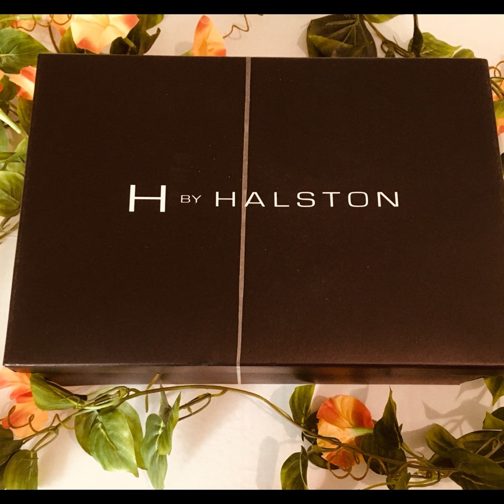 BRAND NEW H by Halston Black Leather Sling back Block Heels in Micro-Pax Bags